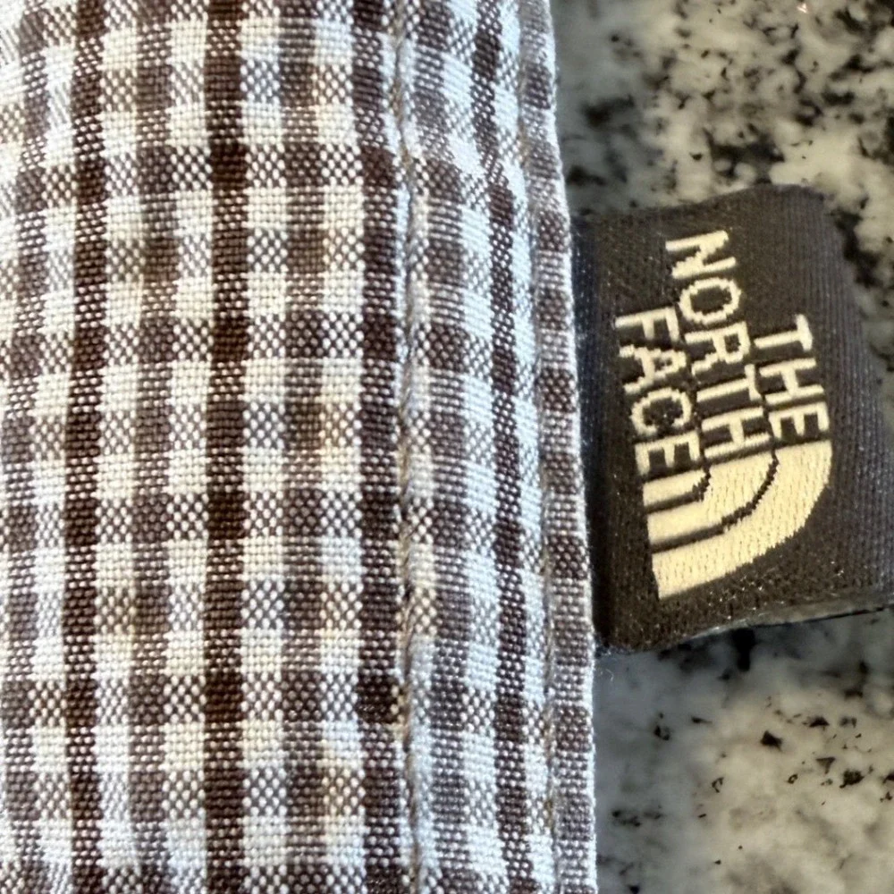 The North Face Mens Brown Gingham Short Sleeve Button Up Shirt Size M‎ Hiking